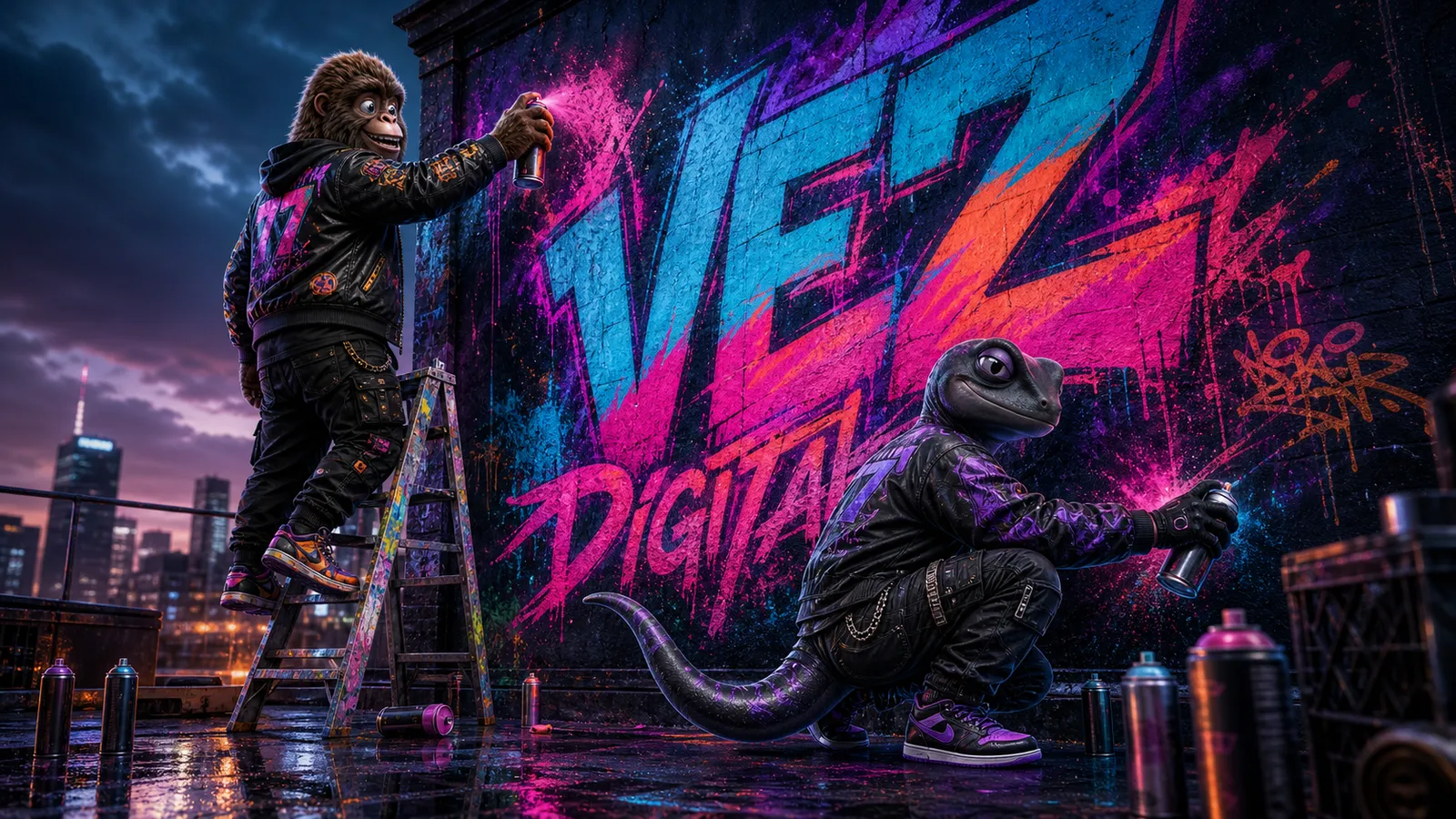 Brand world cinematic — VEZ DIGITAL graffiti