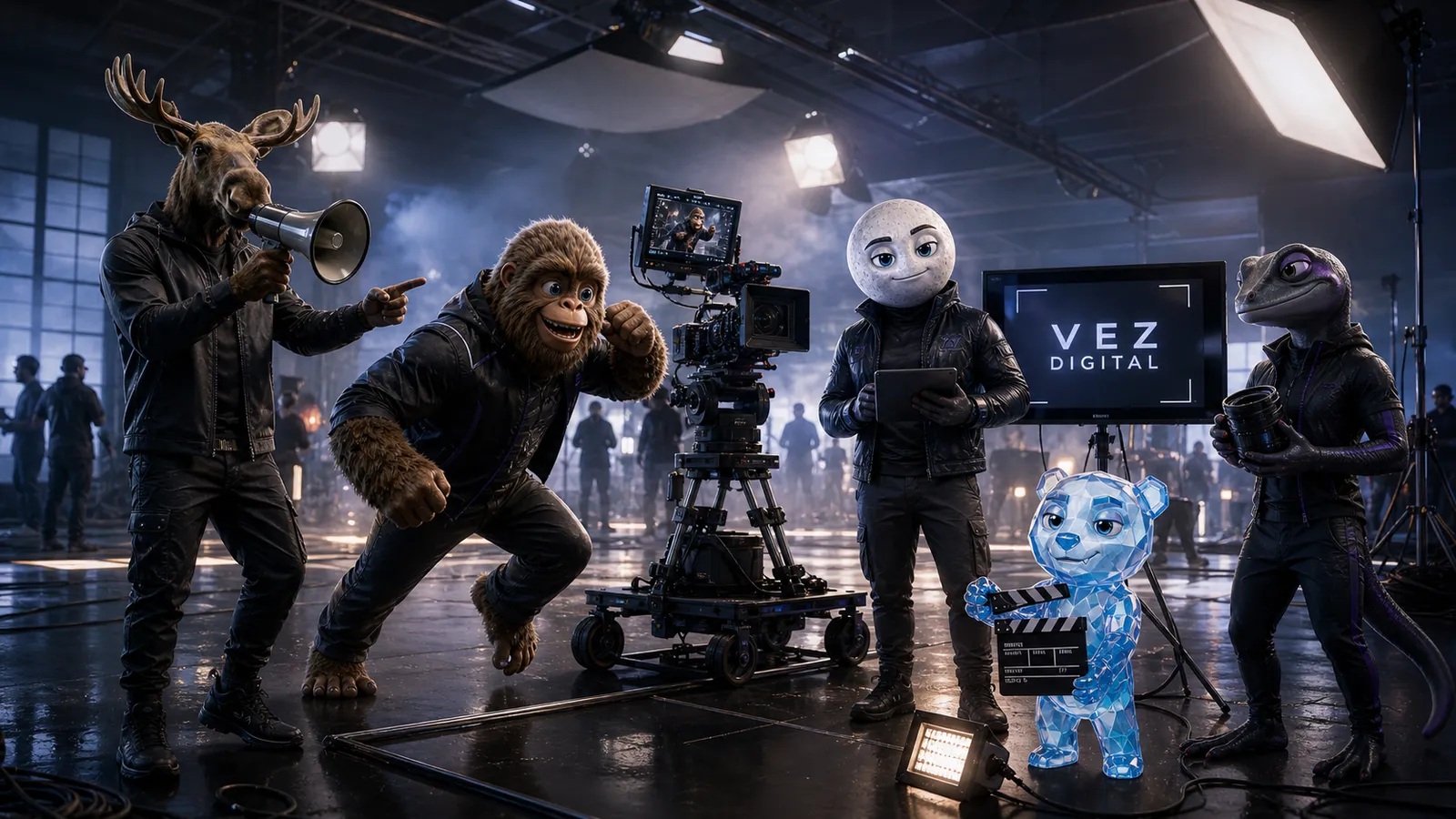 Studio production — characters on set